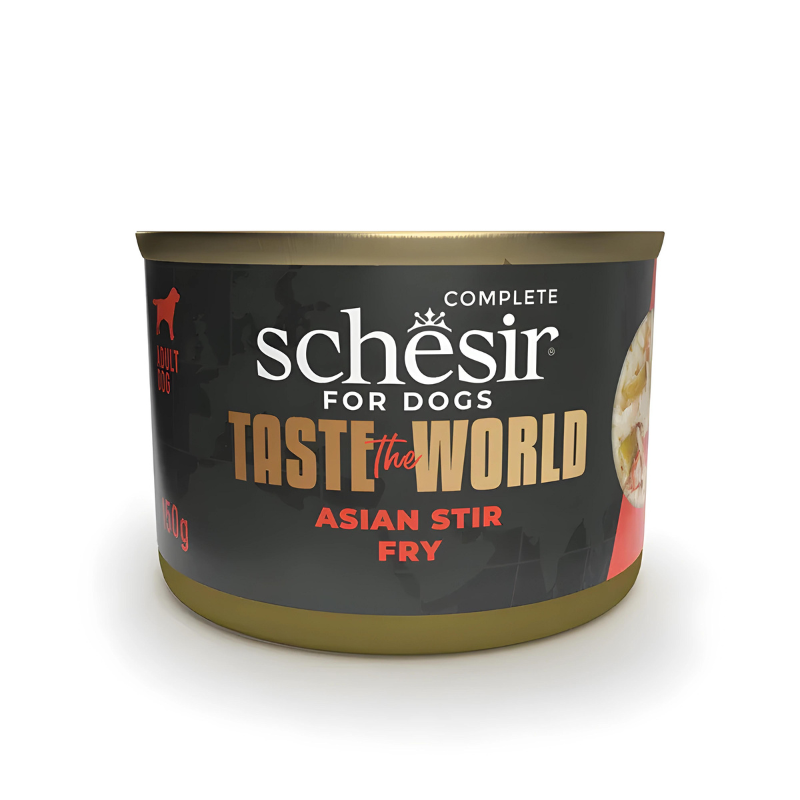 Schesir Taste The World Variety Pack | 3 Flavors | Complete Dog Food | Chicken Carbonara, Asian Stir Fry & Paella | 6x150g
