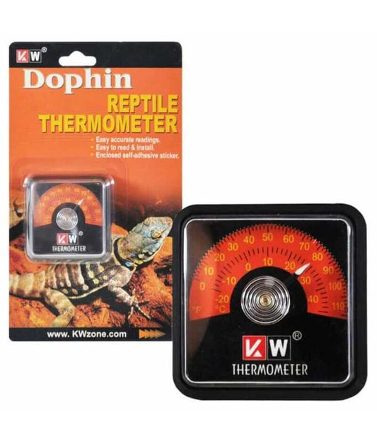 KW Zone DoPhin Reptile Thermometer TH010 | Analog Terrarium Temperature Gauge | Reptile Habitat Temperature Monitor