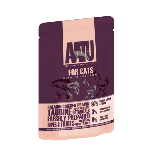 AATU Salmon, Chicken & Prawn Cat Food 85g | 97% Fish & Meat | Grain-Free | 85g