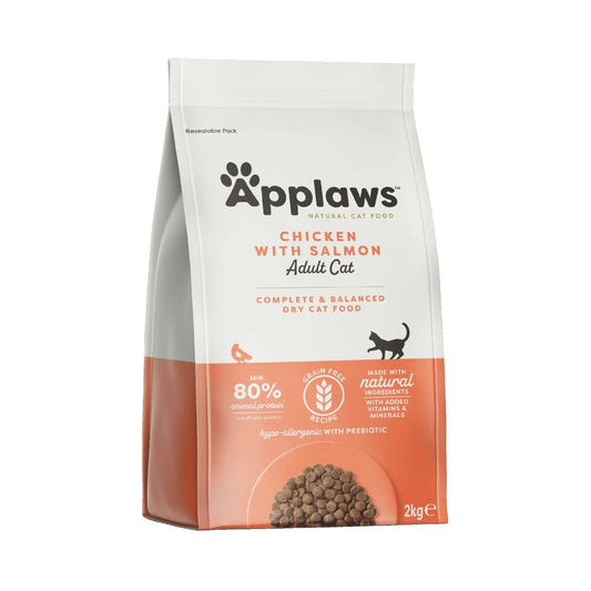 Applaws Complete & Balanced Dry Cat Food for Adults | Chicken with Salmon Recipe | 80% Animal Protein, Grain-Free | with Prebiotic | 2kg