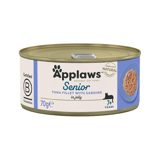 Applaws Natural Senior Cat Food with Tuna Fillet & Sardine | High Quality Protein | 70g