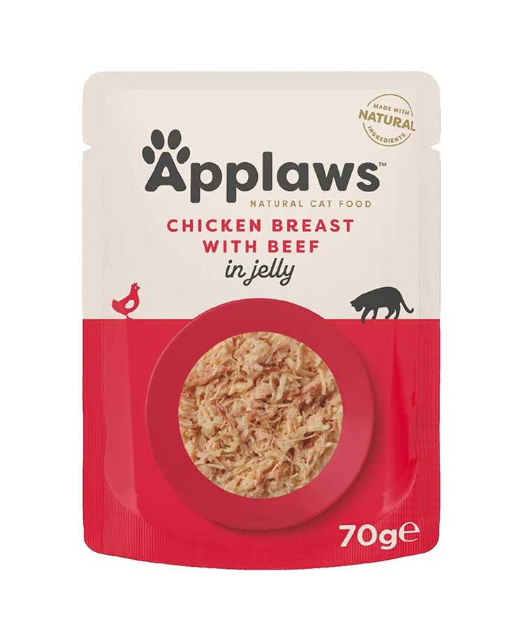 Applaws Natural Cat Food with Chicken Breast & Beef in Jelly | Made with Natural Ingredients | High-Quality Protein | 70g