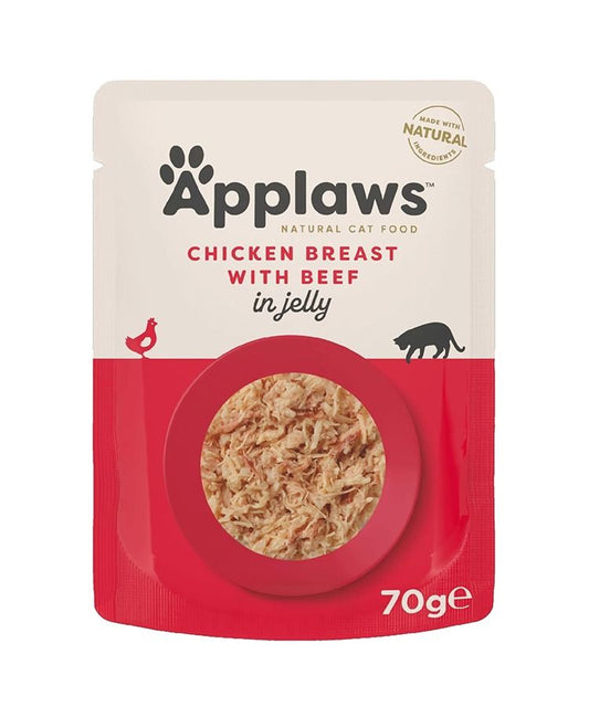 Applaws Natural Cat Food with Chicken Breast & Beef in Jelly | Made with Natural Ingredients | High-Quality Protein | 70g
