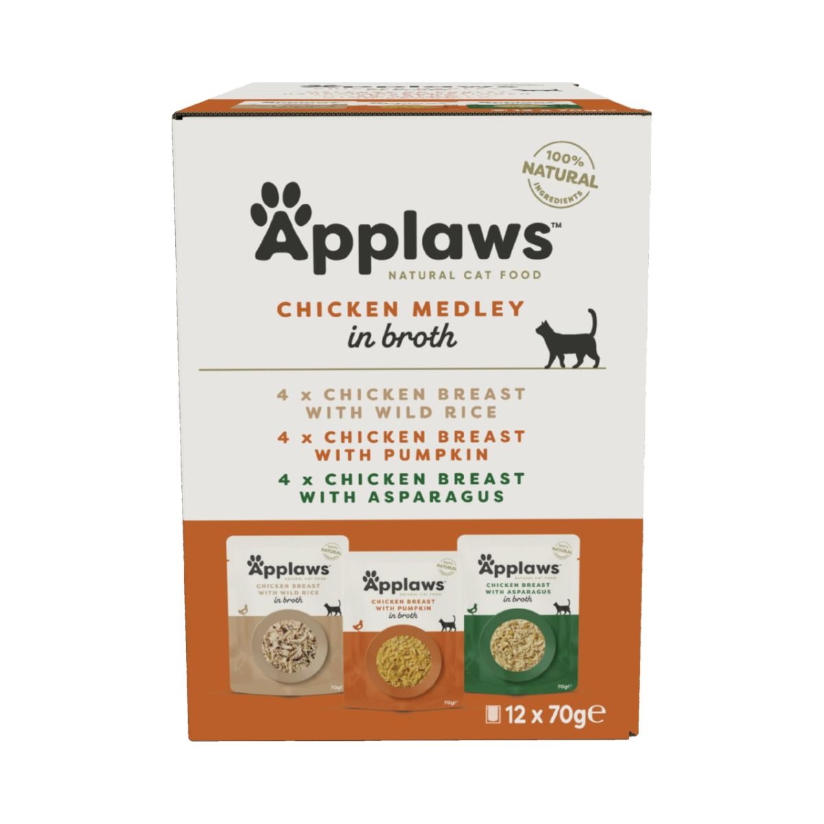 Applaws Chicken Medley in Broth Natural Cat Food Selection Pack | 12 x 70g Pouch Pack