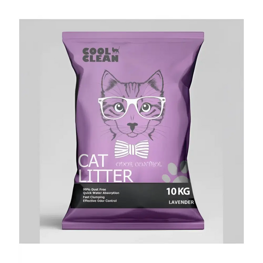 Cool Clean Clumping Cat Litter Lavender | 99% Dust Free | Fast Clumping | Odor Control | Natural Bentonite | 10kg