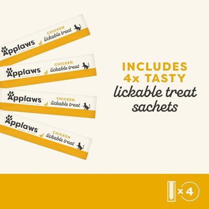 Applaws 100% Natural Chicken Creamy Lickable Cat Treats | 4 x 15g Pouch Pack