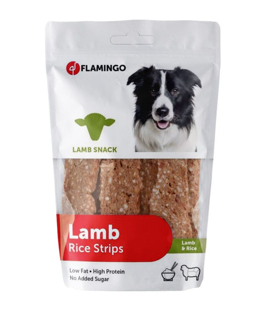 Flamingo Hapki Snacks Lamb & Rice Strips Dog Treats 85g | 100% Natural Dog Treats