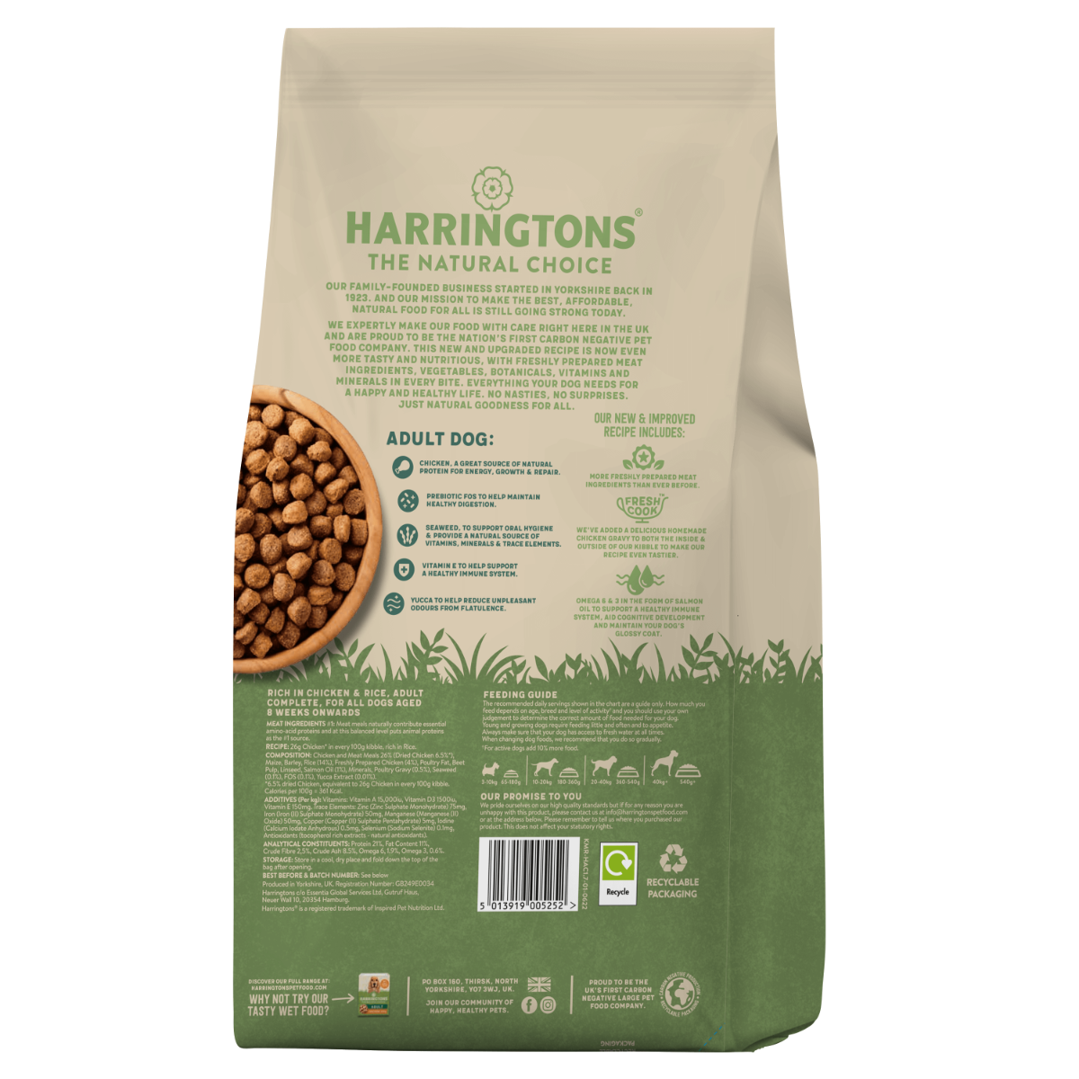 Harringtons Adult Chicken & Rice Dry Dog Food | High Meat | Freshly Prepared Chicken | Complete Nutrition | 1.7kg-4kg