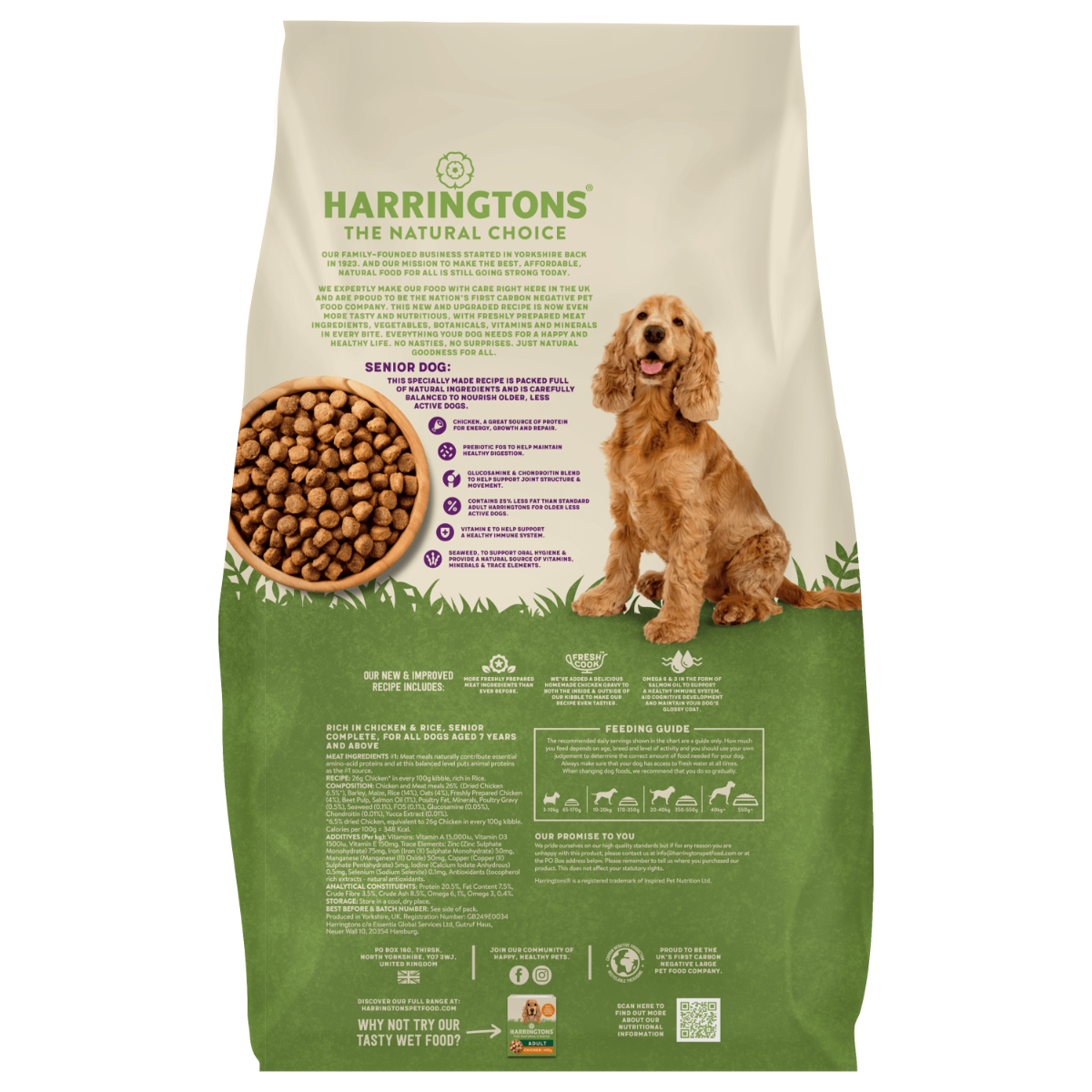 Harringtons Senior Chicken & Rice Dry Dog Food | High Meat | Freshly Prepared | Joint Support | Less Fat | 12kg
