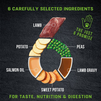 Harringtons Just 6 Lamb Grain Free Dry Dog Food | 50% Lamb & Salmon | 6 Ingredients | Fresh Baked Bites | Resealable | 2kg-12kg