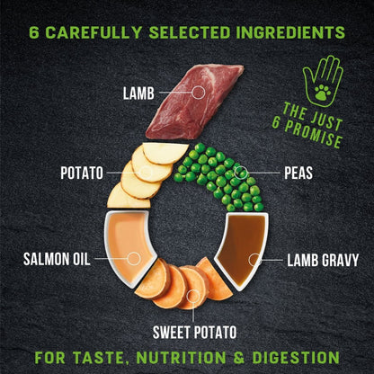 Harringtons Just 6 Lamb Grain Free Wet Dog Food | 70% Freshly Prepared Lamb | 6 Ingredients | Complete Adult | 380g