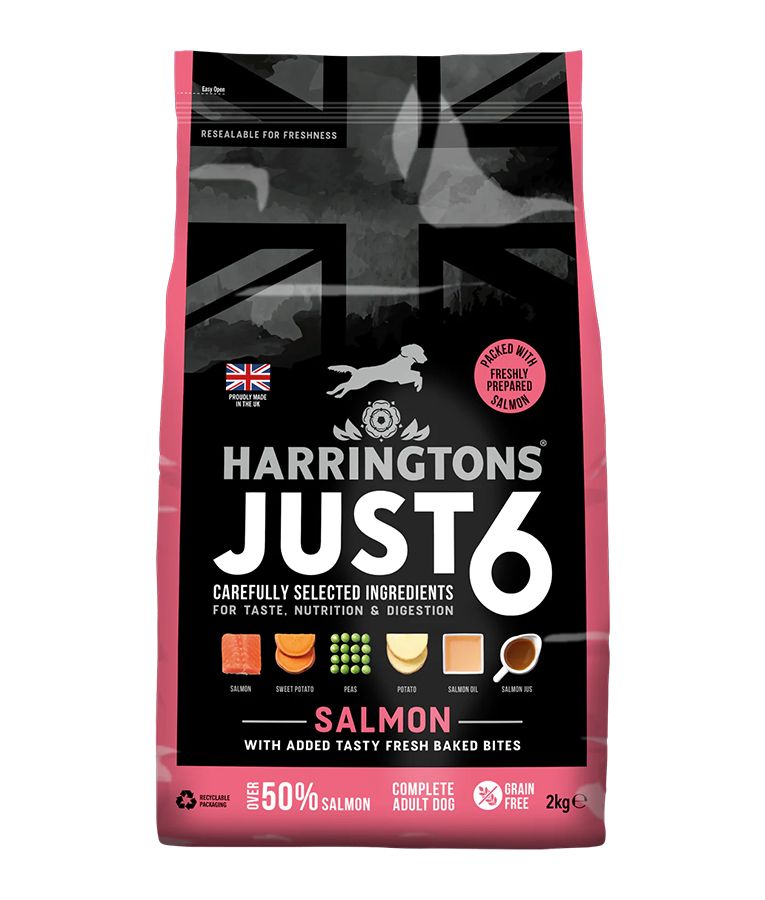 Harringtons Just 6 Salmon Grain Free Dry Dog Food | 50% Salmon | 6 Ingredients | Fresh Baked Bites | Resealable | 2kg-12kg