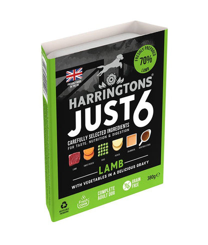 Harringtons Just 6 Lamb Grain Free Wet Dog Food | 70% Freshly Prepared Lamb | 6 Ingredients | Complete Adult | 380g