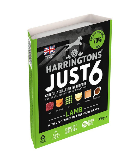 Harringtons Just 6 Lamb Grain Free Wet Dog Food | 70% Freshly Prepared Lamb | 6 Ingredients | Complete Adult | 380g
