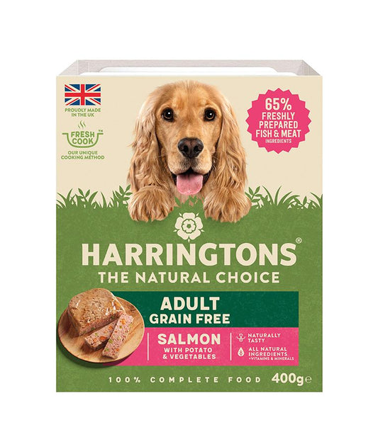 Harringtons Adult Salmon Grain Free Wet Dog Food | 65% Freshly Prepared Salmon | With Potato & Vegetables | 400g