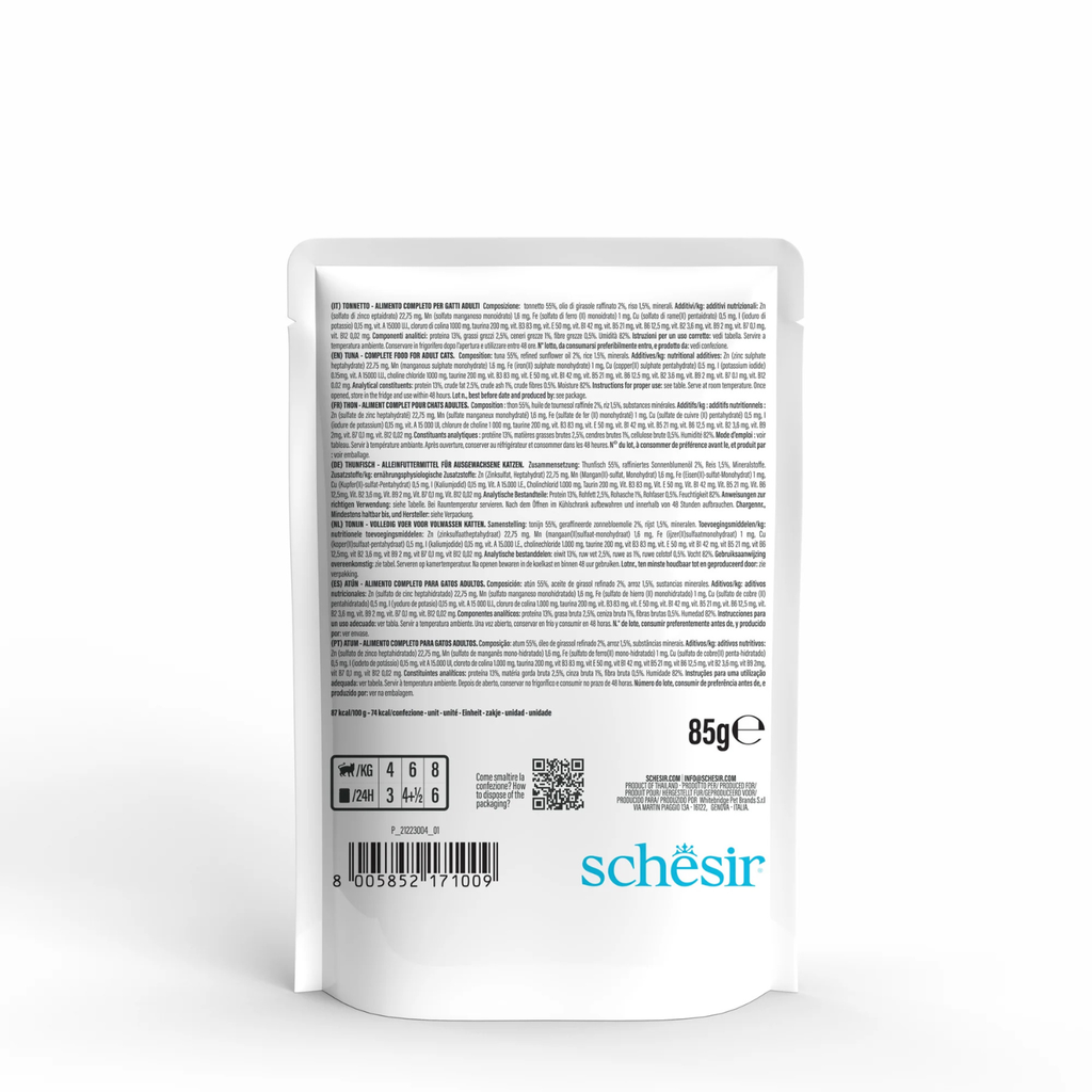 Schesir Cat Pouch Tuna | Adult Cat | In Jelly | Zero Range | Complementary | 12x85g
