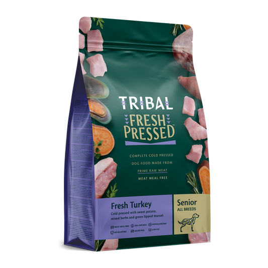 Tribal Fresh Pressed Senior Light Fresh Turkey All Breeds Dry Dog Food | Low-Fat Complete Nutrition for Senior & Weight Management Dogs