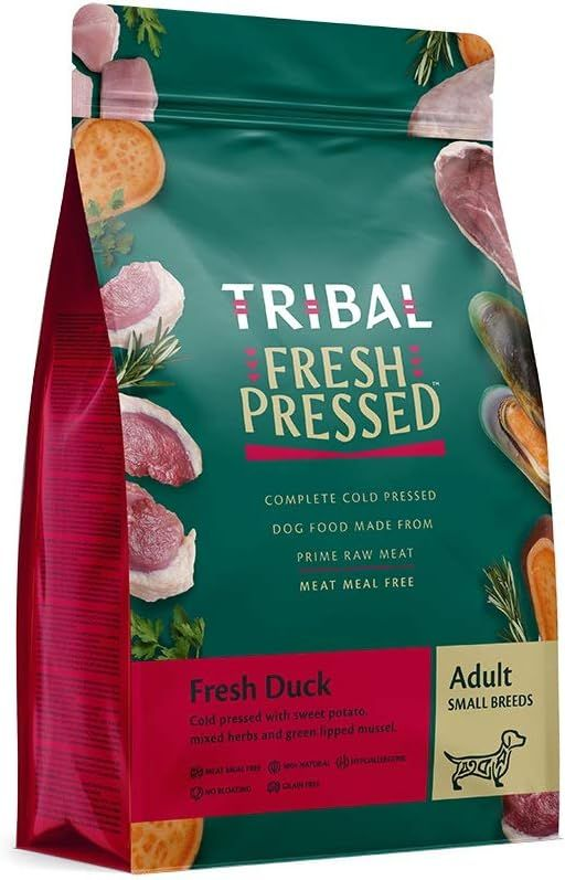 Tribal Fresh Pressed Complete Fresh Duck Adult Small Breed Dry Dog Food 1.5kg | Grain-Free Complete Nutrition for Small Breed Dogs