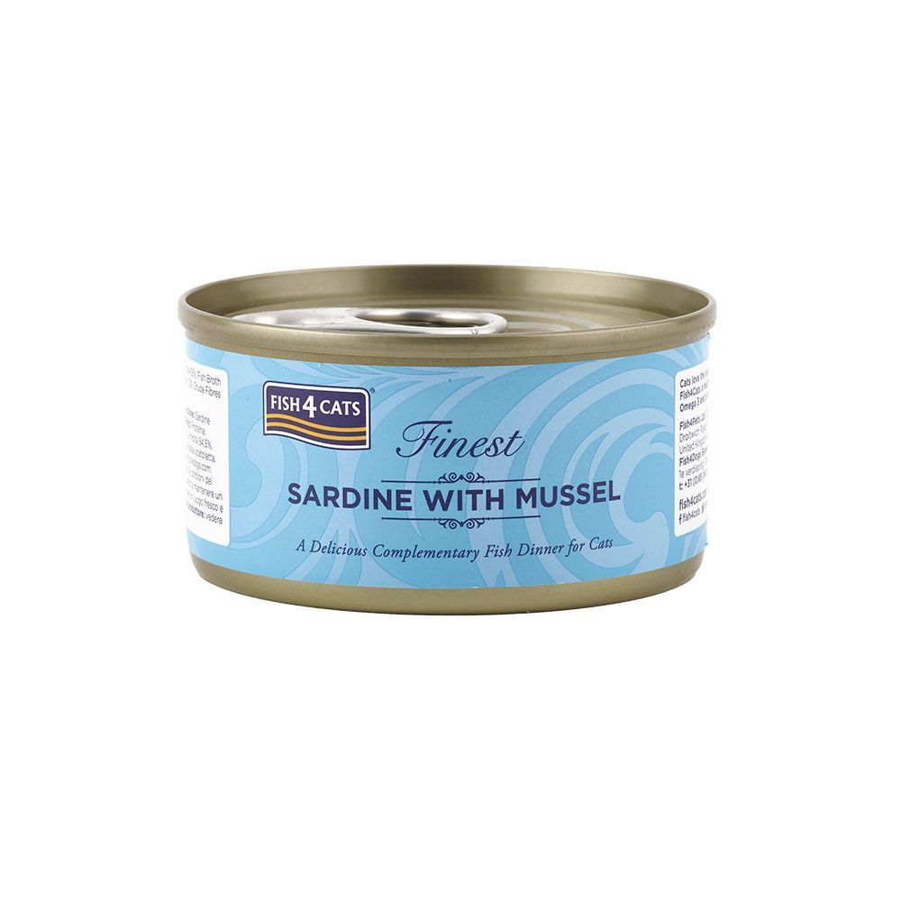 Fish4Cats Finest Sardine with Mussel Wet Cat Food 70g | High-Fish Complementary Cat Food | Sardine & Mussel Recipe