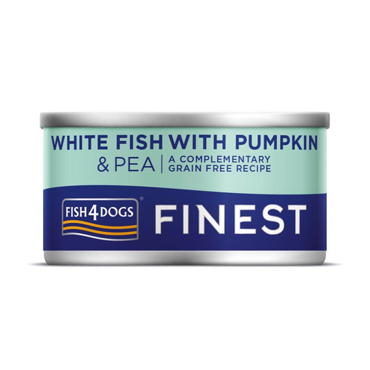 Fish4Dogs Finest White Fish with Pumpkin & Pea Wet Dog Food 85g | Fish & Vegetable Dog Food Topper | Complementary Adult Dog Food