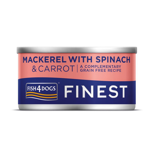 Fish4Dogs Finest Mackerel with Spinach & Carrot Wet Dog Food 85g | Fish-Rich Complementary Dog Food | Mackerel, Spinach & Carrot Recipe