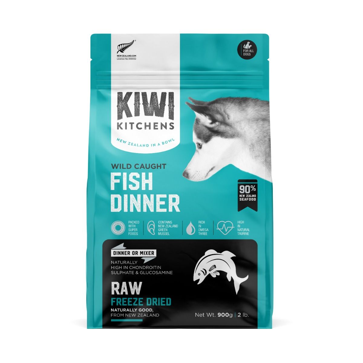 Kiwi Kitchens Raw Freeze Dried Wild Caught Fish Dinner Dry Dog Food 425g