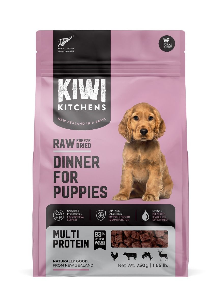 Kiwi Kitchens Raw Freeze Dried Dinner Multi Protein Dry Puppy Food 350g