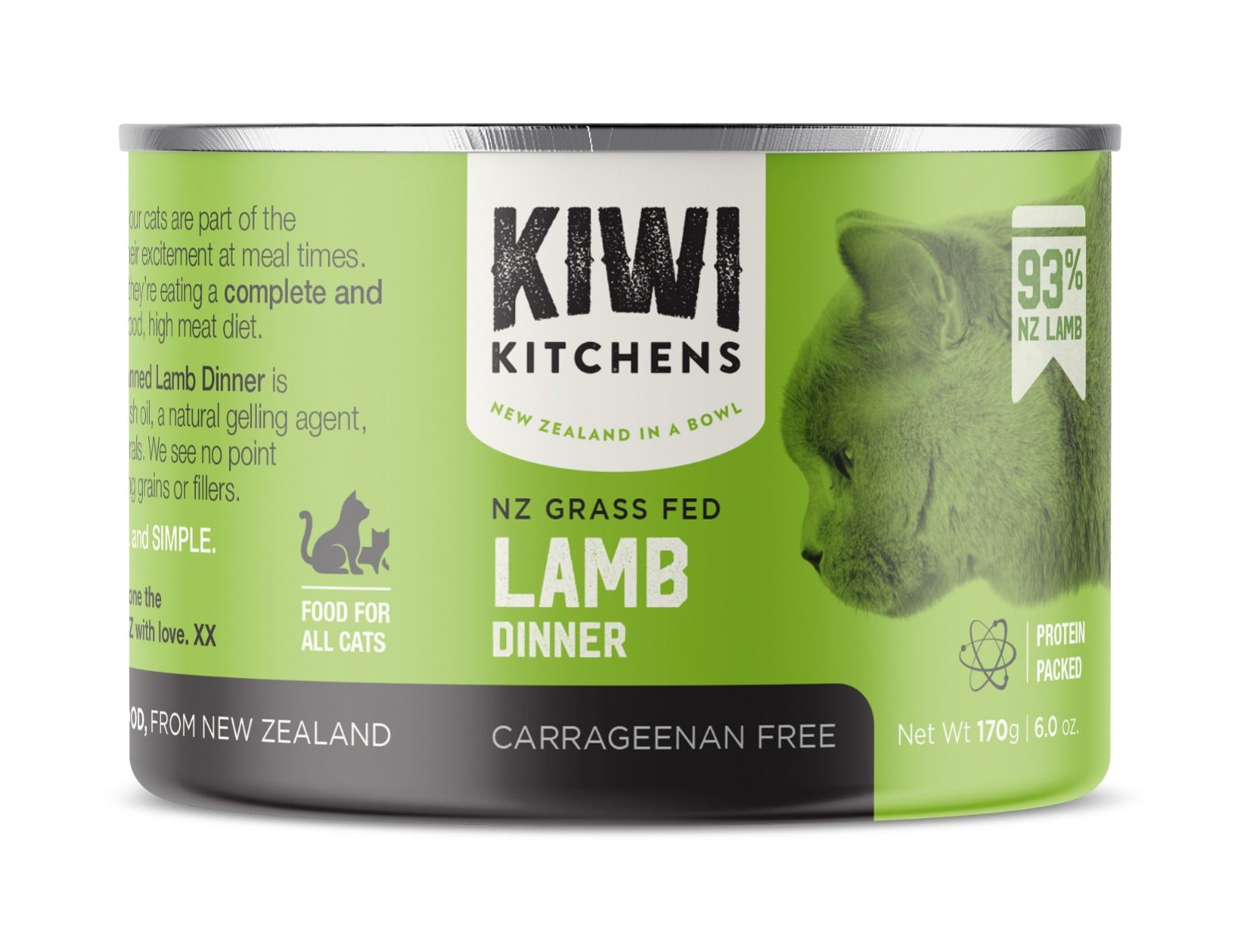 Kiwi Kitchens Grass Fed Lamb Dinner Canned Wet Cat Food 170g