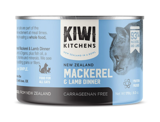 Kiwi Kitchens Mackerel & Lamb Dinner Canned Wet Cat Food 170g