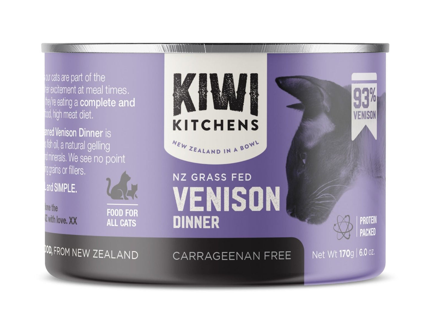 Kiwi Kitchens Grass Fed Venison Dinner Canned Wet Cat Food 170g