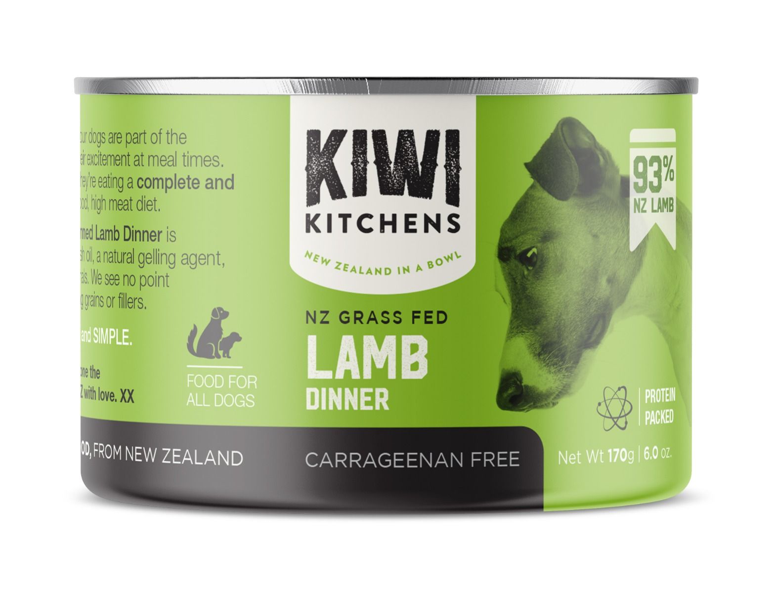 Kiwi Kitchens Grass Fed Lamb Dinner Canned Wet Dog Food 170g