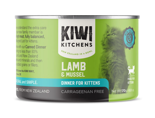 Kiwi Kitchens Lamb & Mussel Dinner Canned Wet Kitten Food 170g