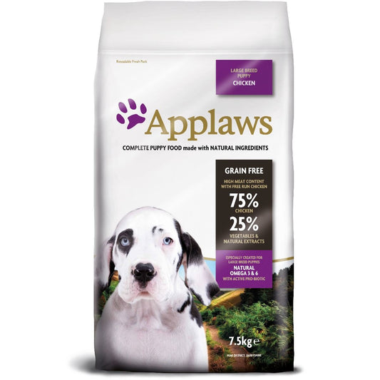 Applaws Complete Puppy Food for Large Breeds | Chicken Recipe | Grain-Free, High Meat (75%) | 7.5kg