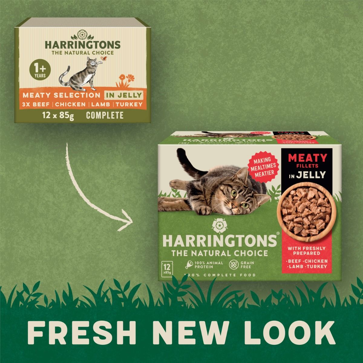 Harringtons Meaty Selection in Jelly Wet Cat Food | 80% Freshly Prepared Meat | Grain Free | Complete Adult |  12x85g