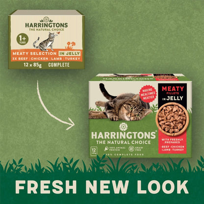 Harringtons Meaty Selection in Jelly Wet Cat Food | 80% Freshly Prepared Meat | Grain Free | Complete Adult |  12x85g