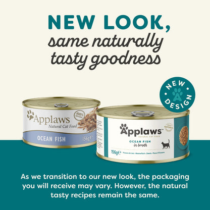 Applaws Natural Cat Food - Ocean Fish in Broth | 100% Natural | 24 x 156g Pouch Pack