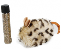 Flamingo Sikske Plush Mouse with Catnip Cat Toy | Refillable Catnip Mouse Toy