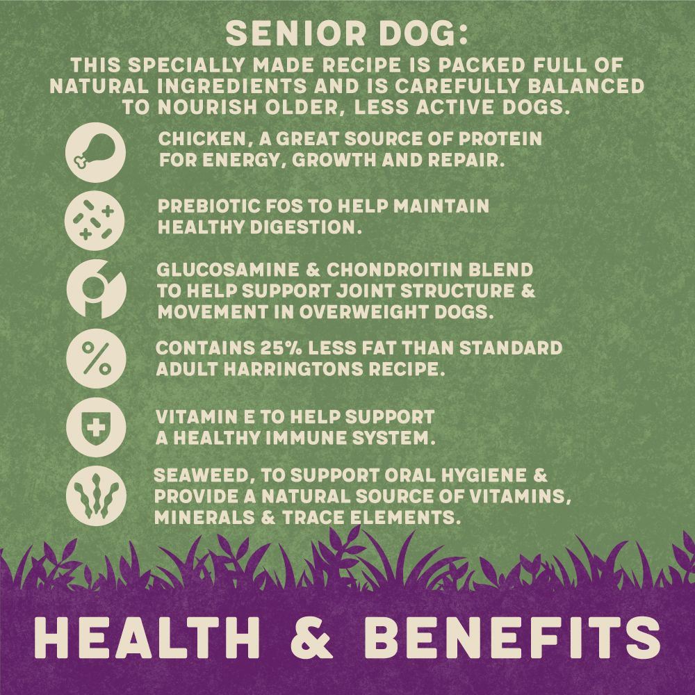 Harringtons Senior Chicken & Rice Dry Dog Food | High Meat | Freshly Prepared | Joint Support | Less Fat | 12kg