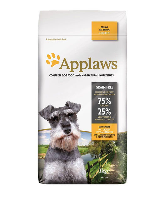 Applaws Complete Senior Dog Food for All Breeds | Chicken Recipe | Grain-Free, High Meat (75%) | With Coconut Oil | 2kg