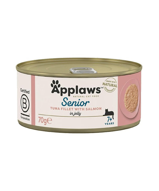 Applaws Natural Cat Food for Senior Cats | Tuna Fillet with Salmon in Jelly | Made with Natural Ingredients | 70g