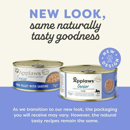 Applaws Natural Senior Cat Food with Tuna Fillet & Sardine | High Quality Protein | 70g