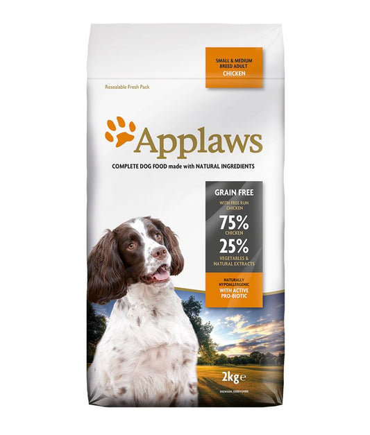 Applaws Complete Dog Food for Small & Medium Breed Adult Dogs | Chicken Recipe | Grain-Free, High Meat (75%) | 2kg