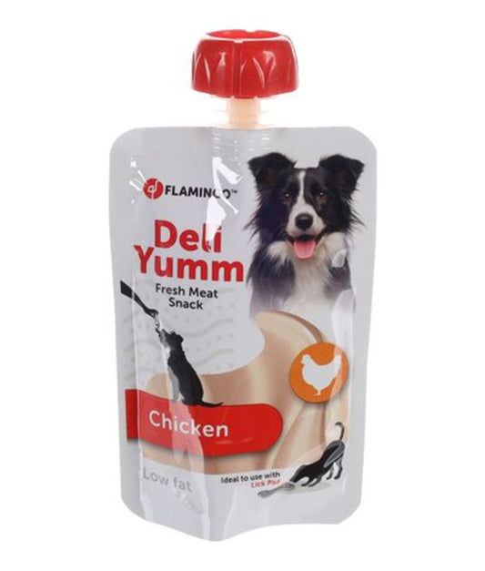 Flamingo Deli Yumm Fresh Meat Snack Chicken Dog Treats 90g | Creamy Chicken Mousse for Dogs