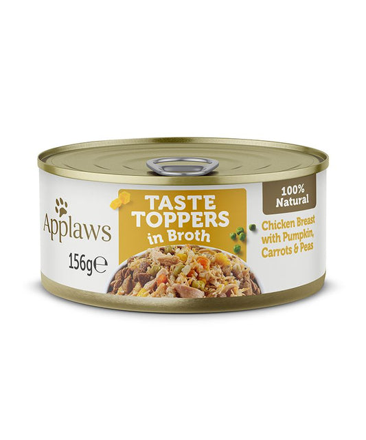 Applaws Taste Toppers in Broth with Chicken Breast, Pumpkin, Carrots & Peas | 100% Natural | 156g