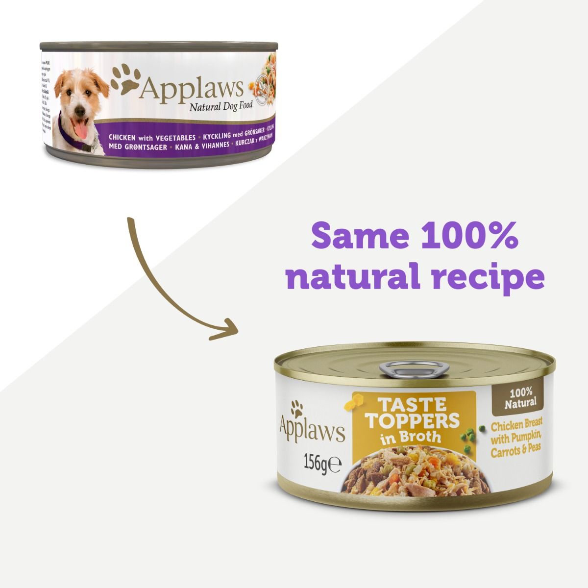 Applaws Taste Toppers in Broth with Chicken Breast, Pumpkin, Carrots & Peas | 100% Natural | 156g