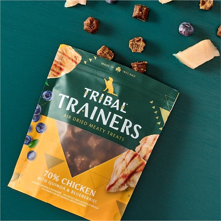 Tribal Trainers Chicken, Quinoa & Blueberry | 70% Chicken | Air Dried Meaty Treats | Puppy 8+ Weeks | Made in Ireland | 70g