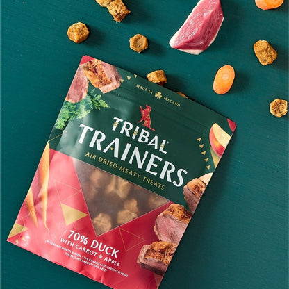 Tribal Trainers Duck, Carrot & Apple | 70% Duck | Air Dried Meaty Treats | Puppy 8+ Weeks | Made in Ireland | 70g