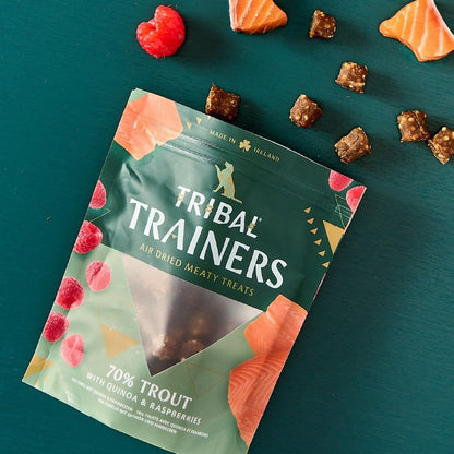 Tribal Trainers Trout, Quinoa & Raspberry | 70% Trout | Air Dried Meaty Treats | Puppy 8+ Weeks | Made in Ireland | 70g