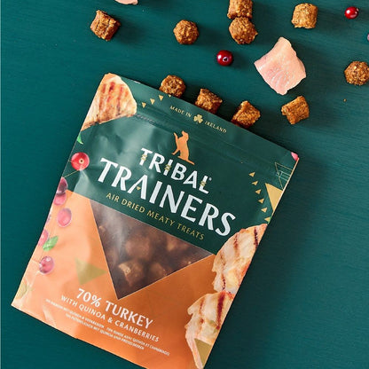 Tribal Trainers Turkey, Quinoa & Cranberry | 70% Turkey | Air Dried Meaty Treats | Puppy 8+ Weeks | Made in Ireland | 70g