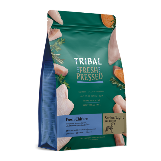 Tribal Fresh Chicken Senior/Light Cold Pressed Dog Food | Meat Meal Free | Low Fat | Extra Joint Care | Grain Free | 2.5kg-12kg